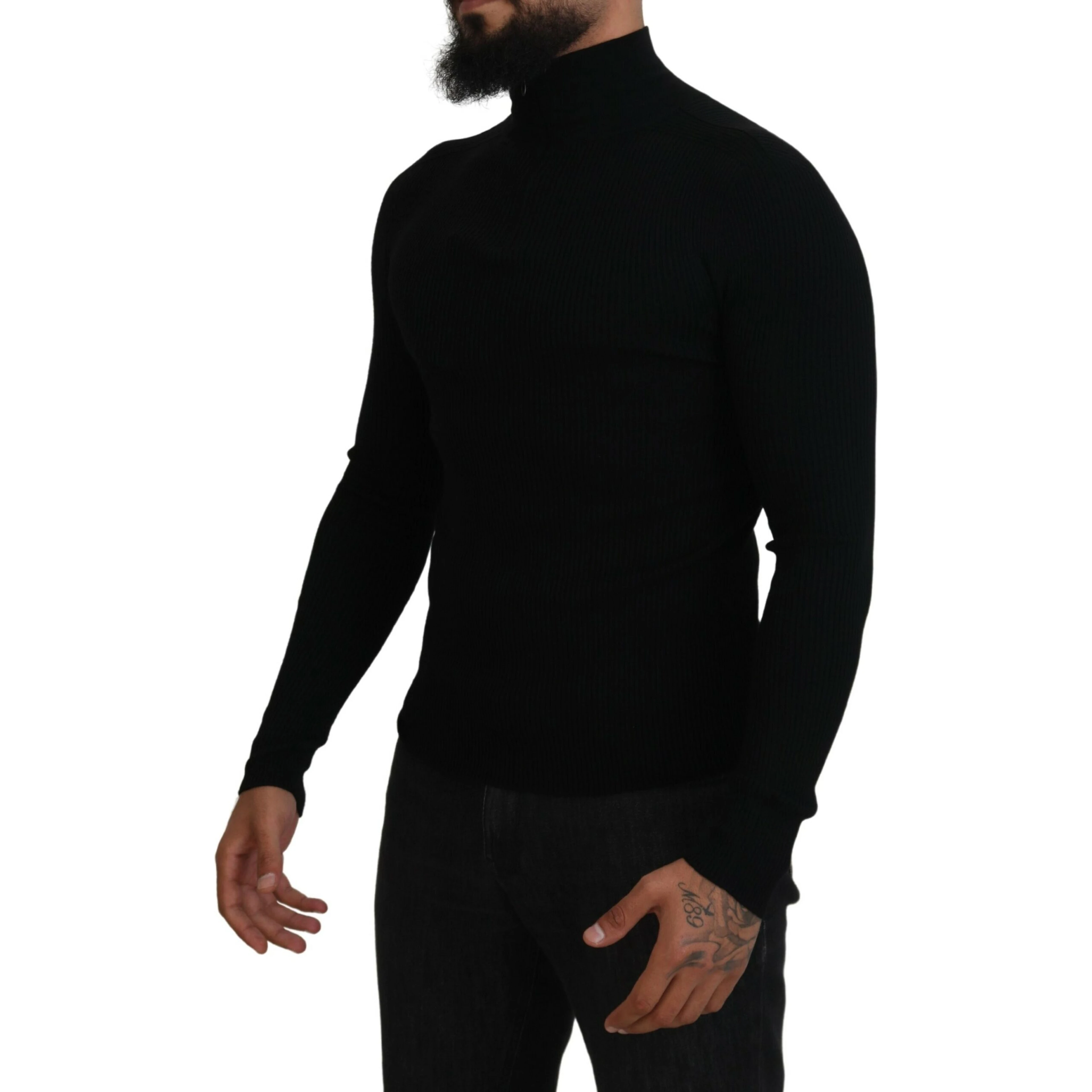 Black Half Zip Turtleneck Pullover Sweater