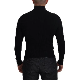 Black Half Zip Turtleneck Pullover Sweater