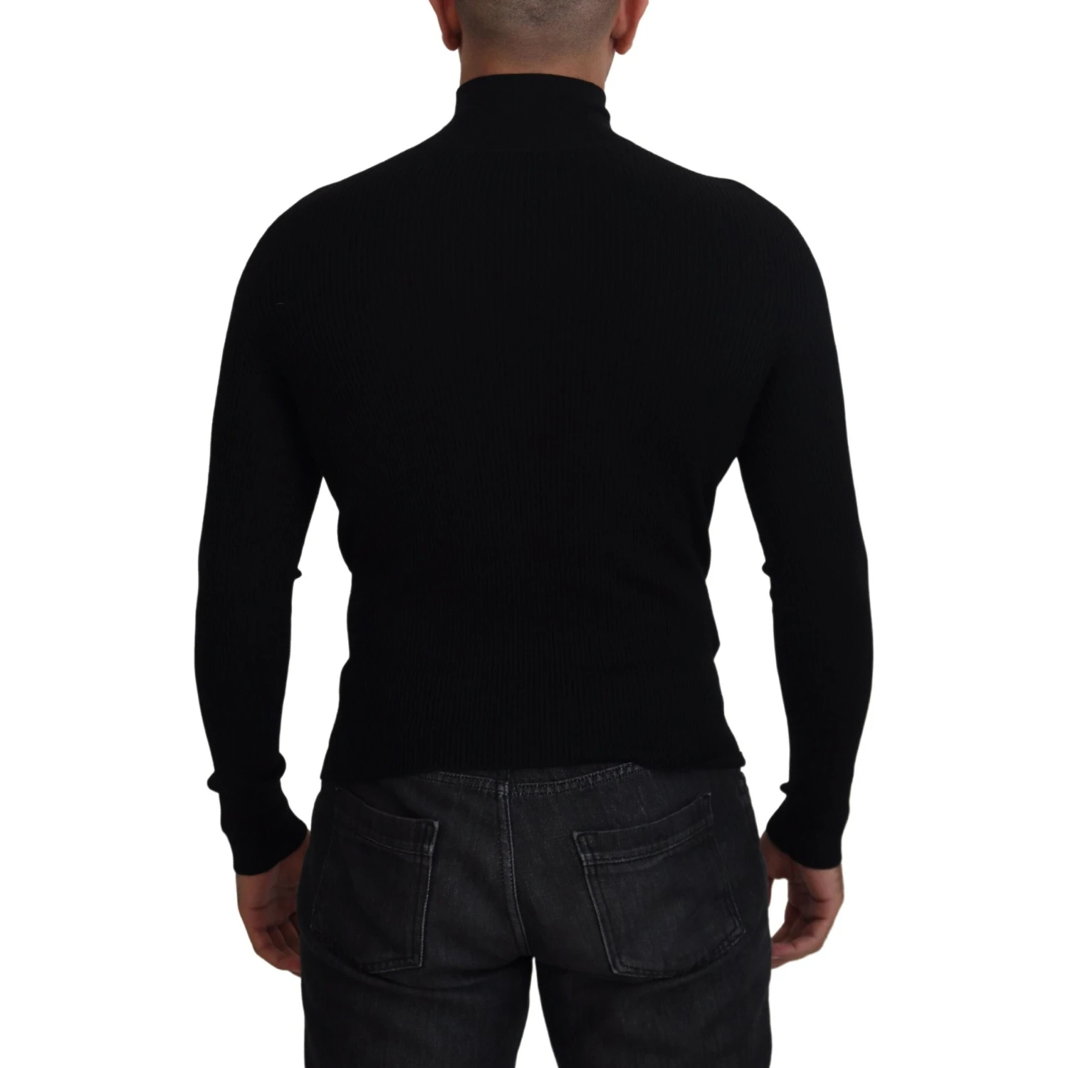 Black Half Zip Turtleneck Pullover Sweater