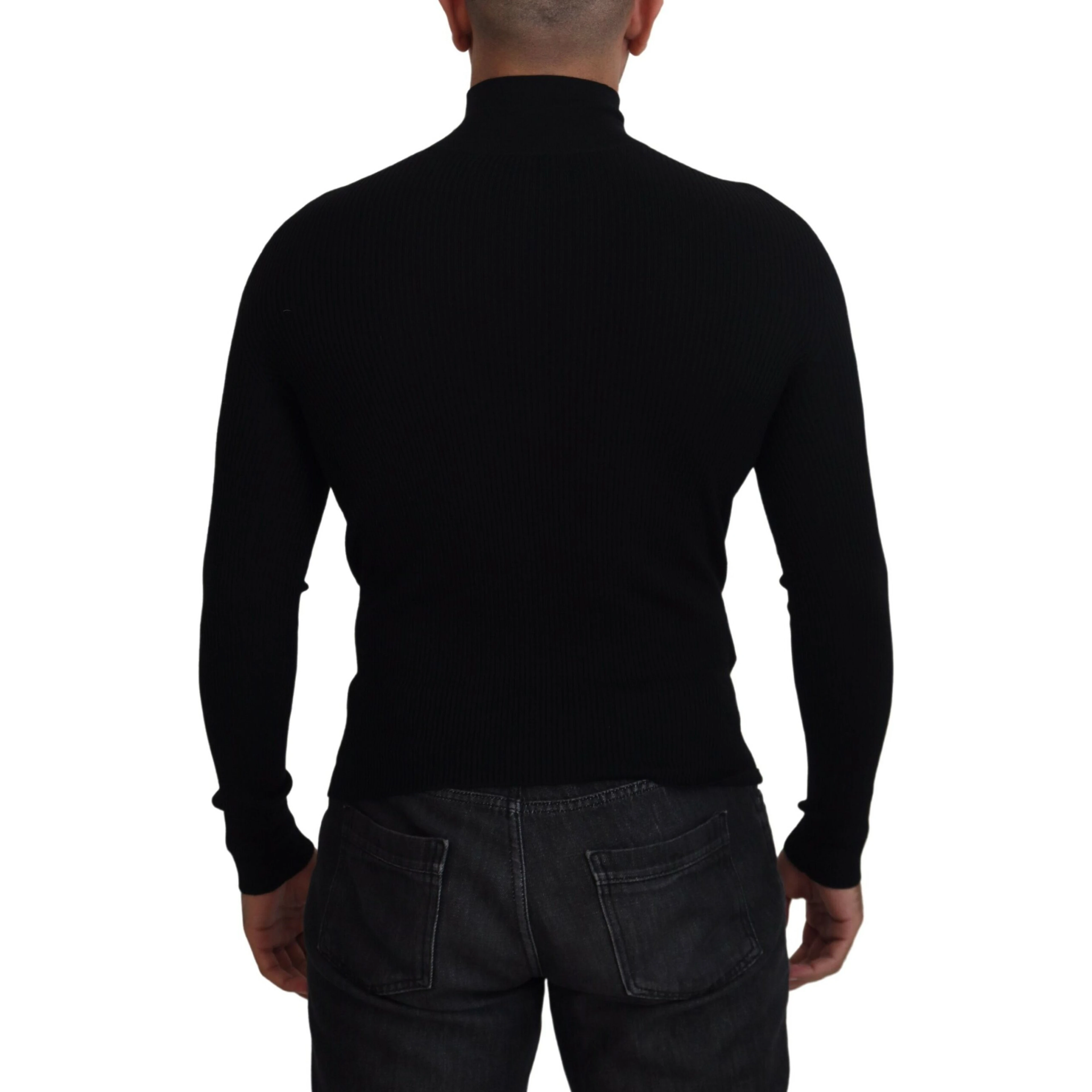Black Half Zip Turtleneck Pullover Sweater