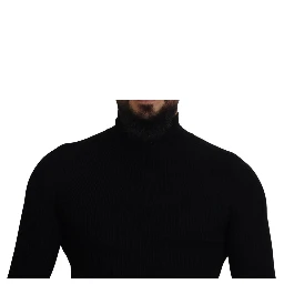 Black Half Zip Turtleneck Pullover Sweater