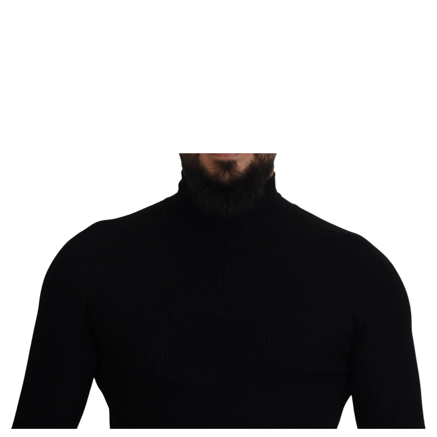 Black Half Zip Turtleneck Pullover Sweater