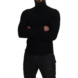Black Half Zip Turtleneck Pullover Sweater