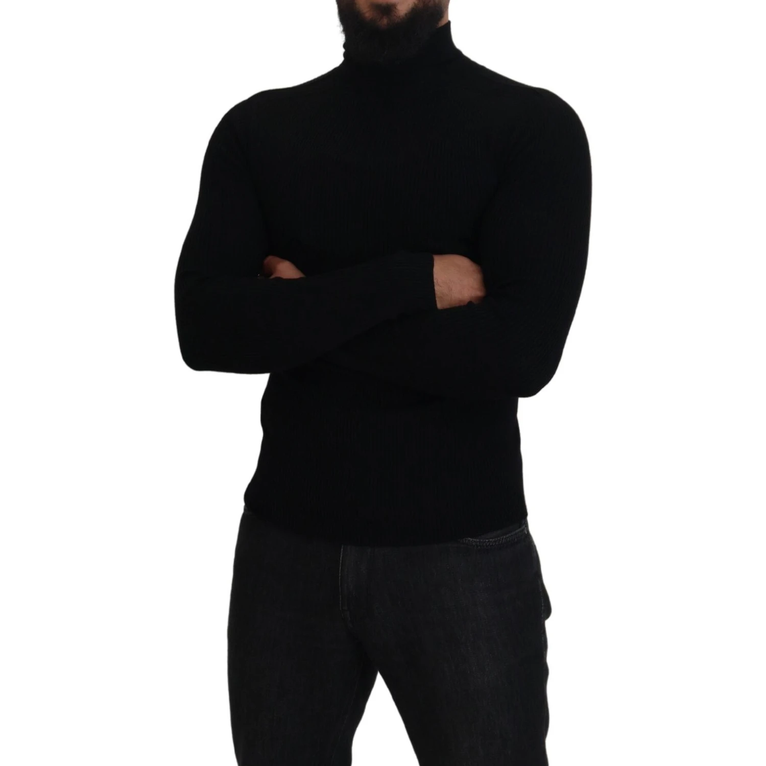 Black Half Zip Turtleneck Pullover Sweater