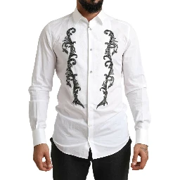 White Tuxedo Slim Fit Baroque Shirt