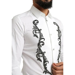 White Tuxedo Slim Fit Baroque Shirt