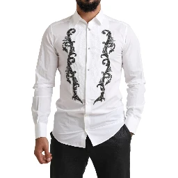 White Tuxedo Slim Fit Baroque Shirt