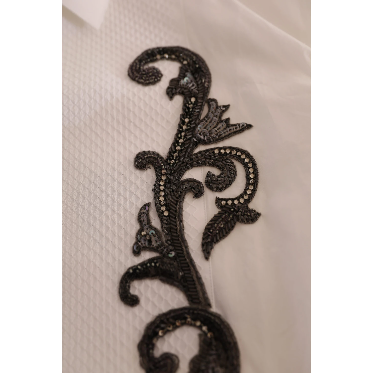 White Tuxedo Slim Fit Baroque Shirt