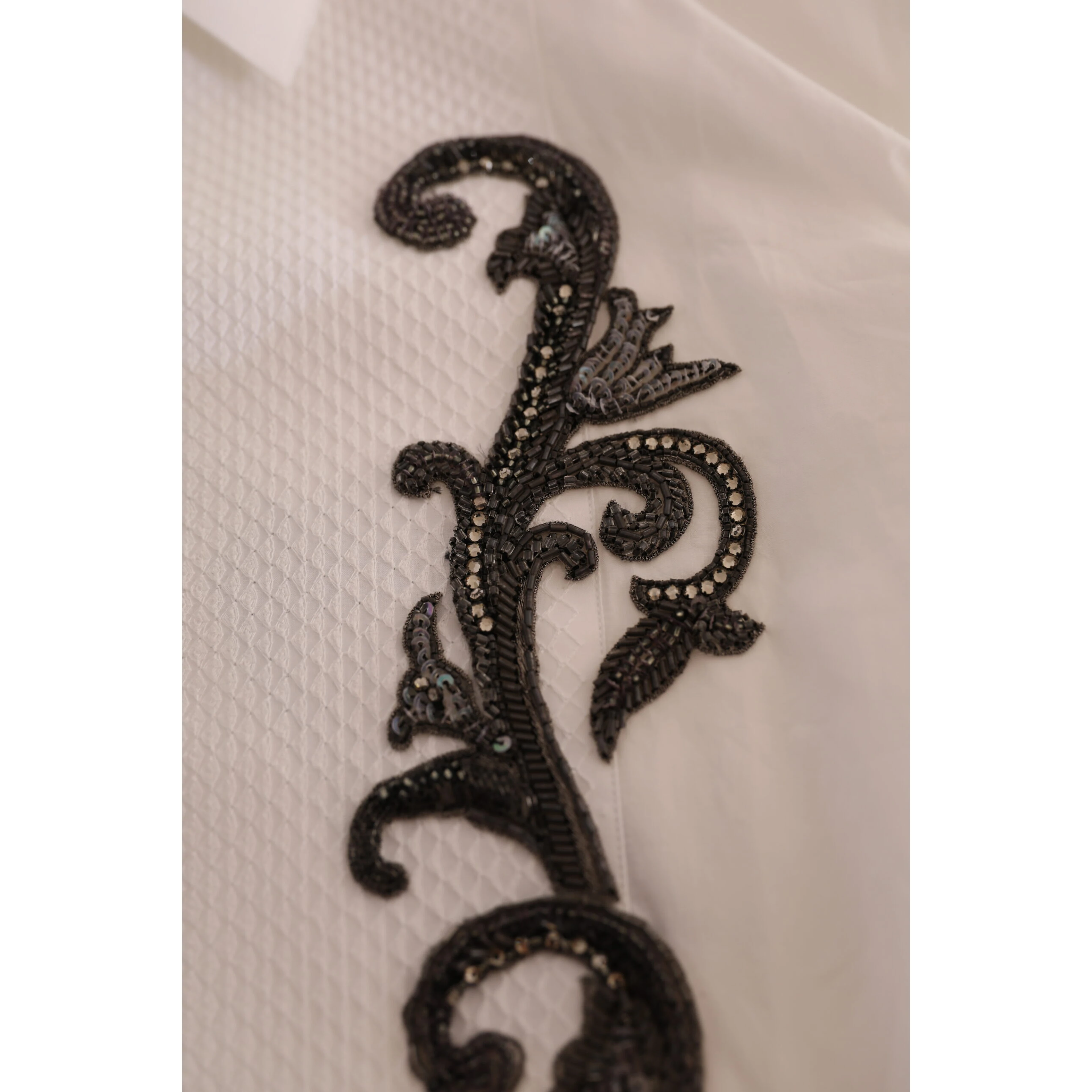 White Tuxedo Slim Fit Baroque Shirt
