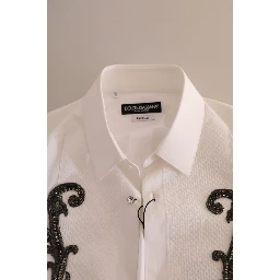 White Tuxedo Slim Fit Baroque Shirt