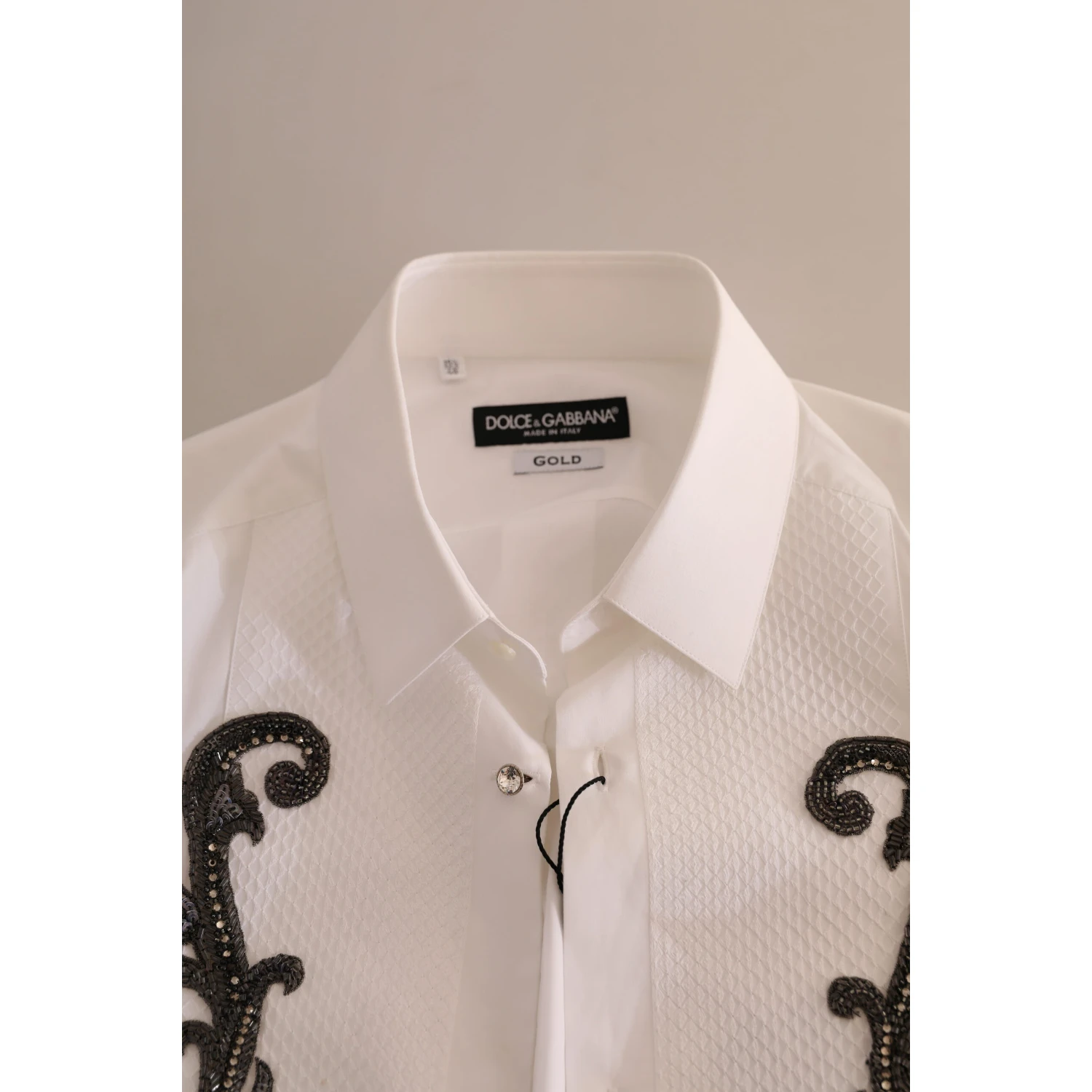 White Tuxedo Slim Fit Baroque Shirt