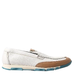 White Leather Loafers Moccasins Shoes