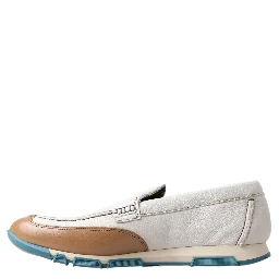 White Leather Loafers Moccasins Shoes