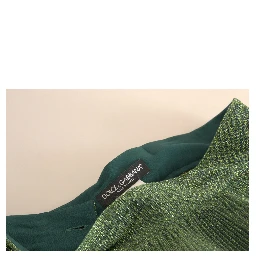 Metallic Green High Waist A-line Pleated Skirt