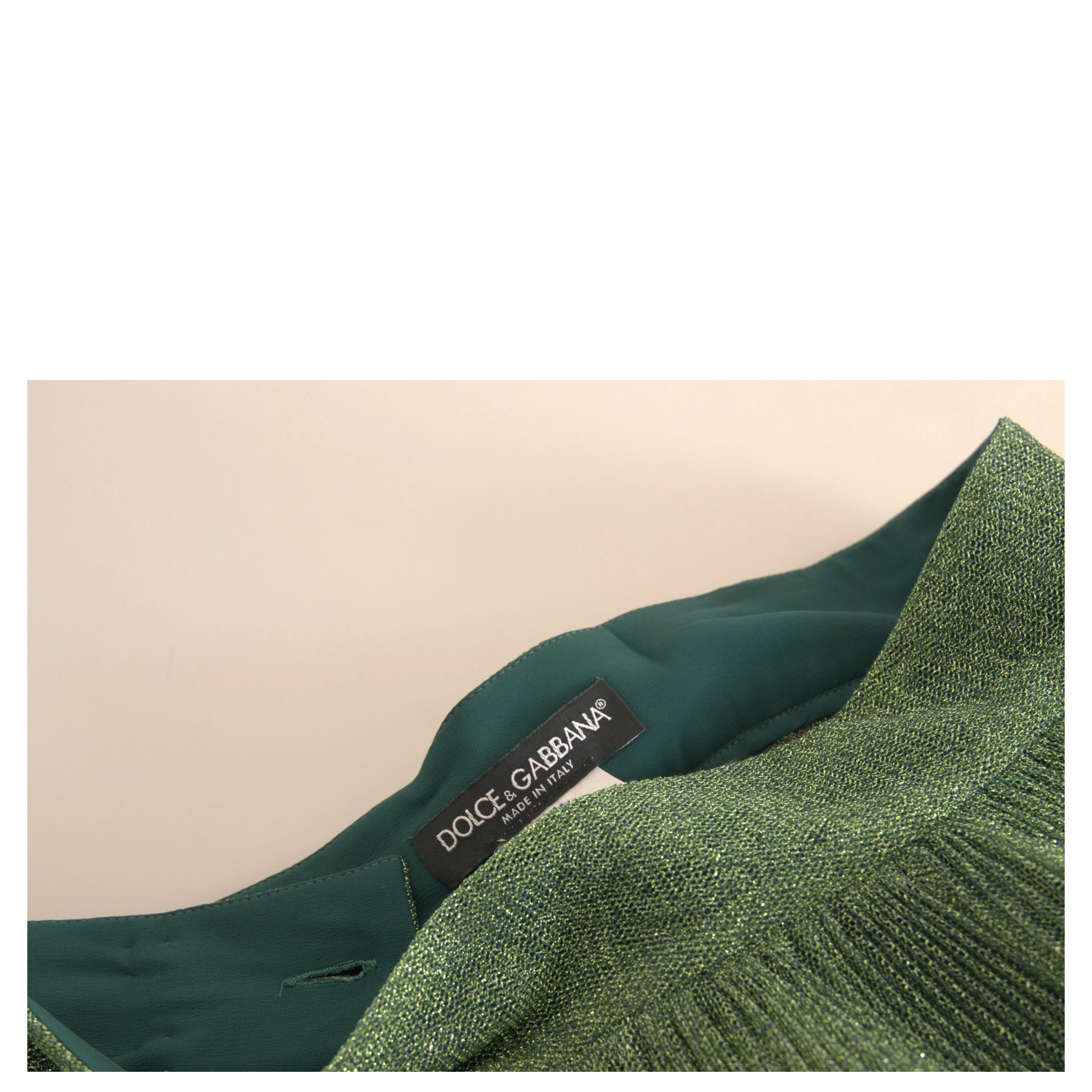 Metallic Green High Waist A-line Pleated Skirt