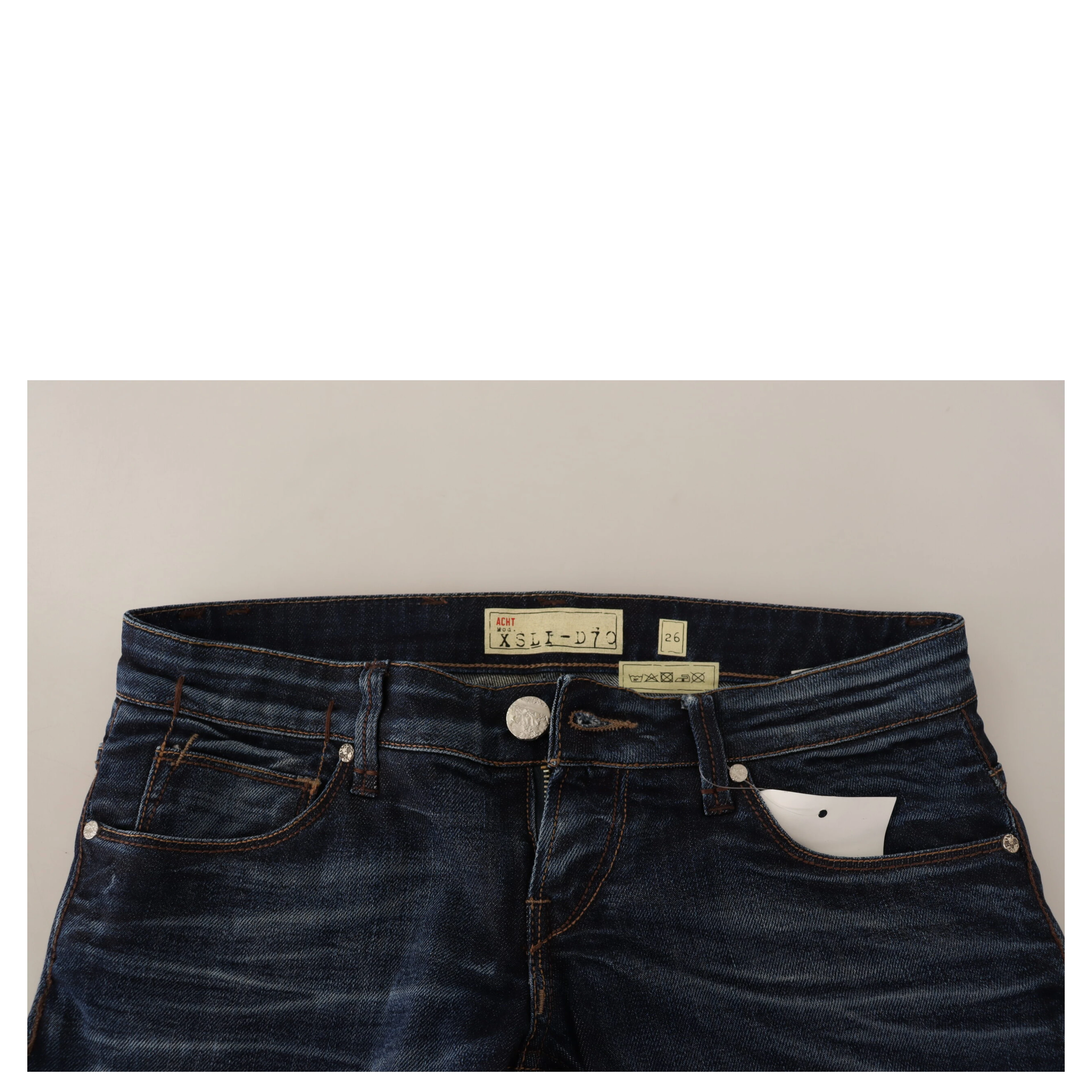 Blue Washed Cotton Low Waist Skinny Denim Jeans