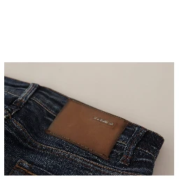 Blue Washed Cotton Low Waist Skinny Denim Jeans