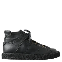 Black Leather Slip on Stretch Boots