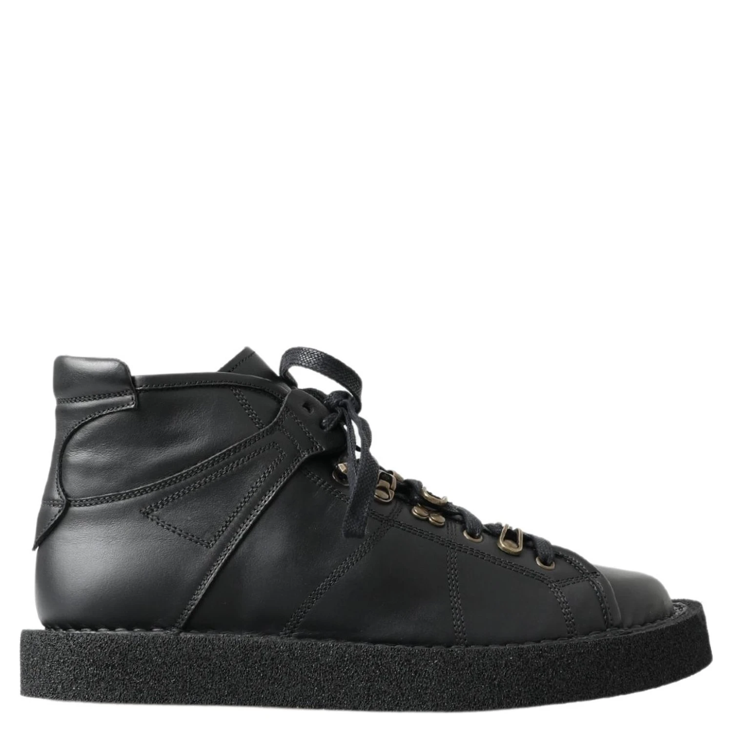 Black Leather Slip on Stretch Boots
