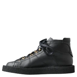 Black Leather Slip on Stretch Boots