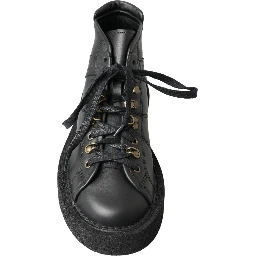 Black Leather Slip on Stretch Boots