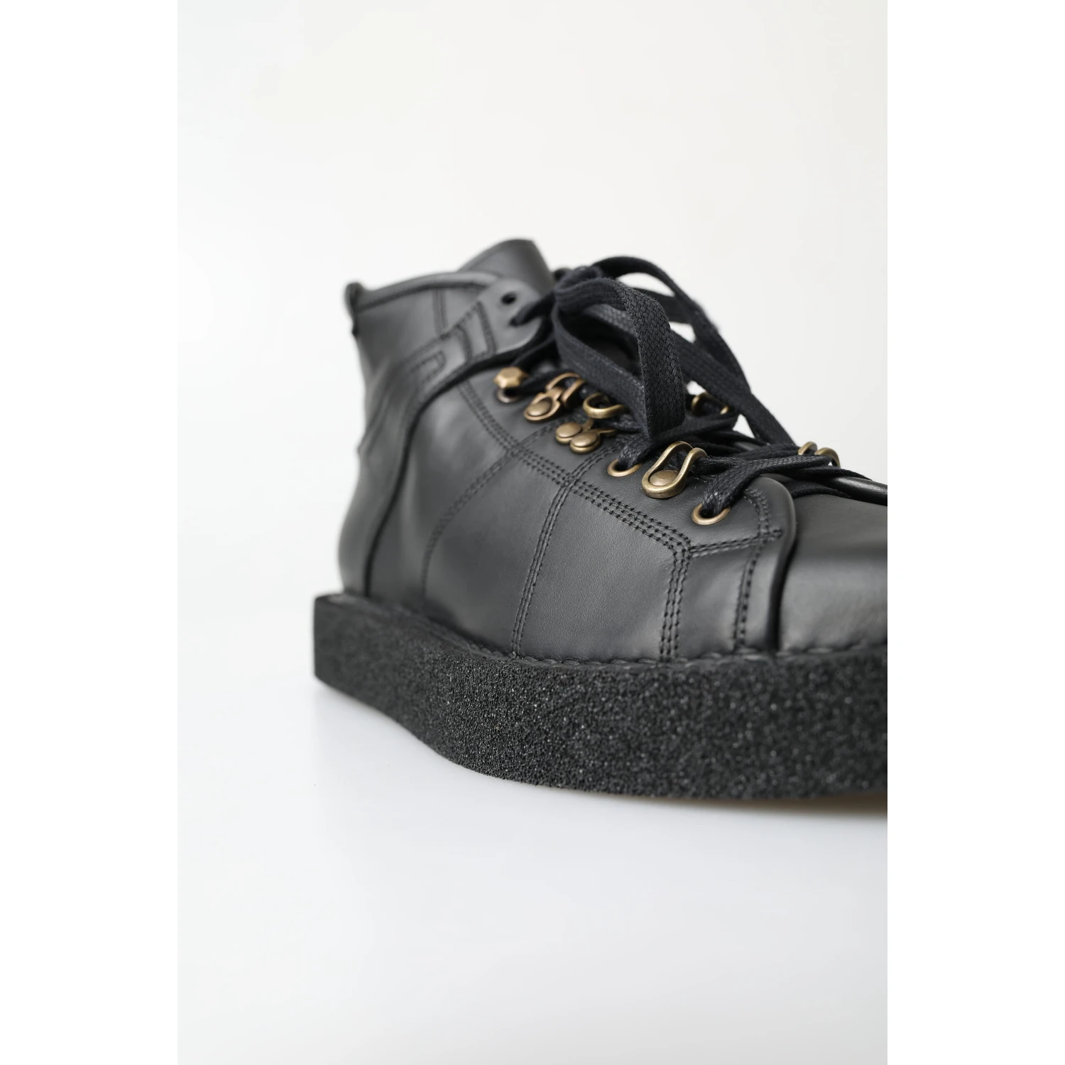 Black Leather Slip on Stretch Boots