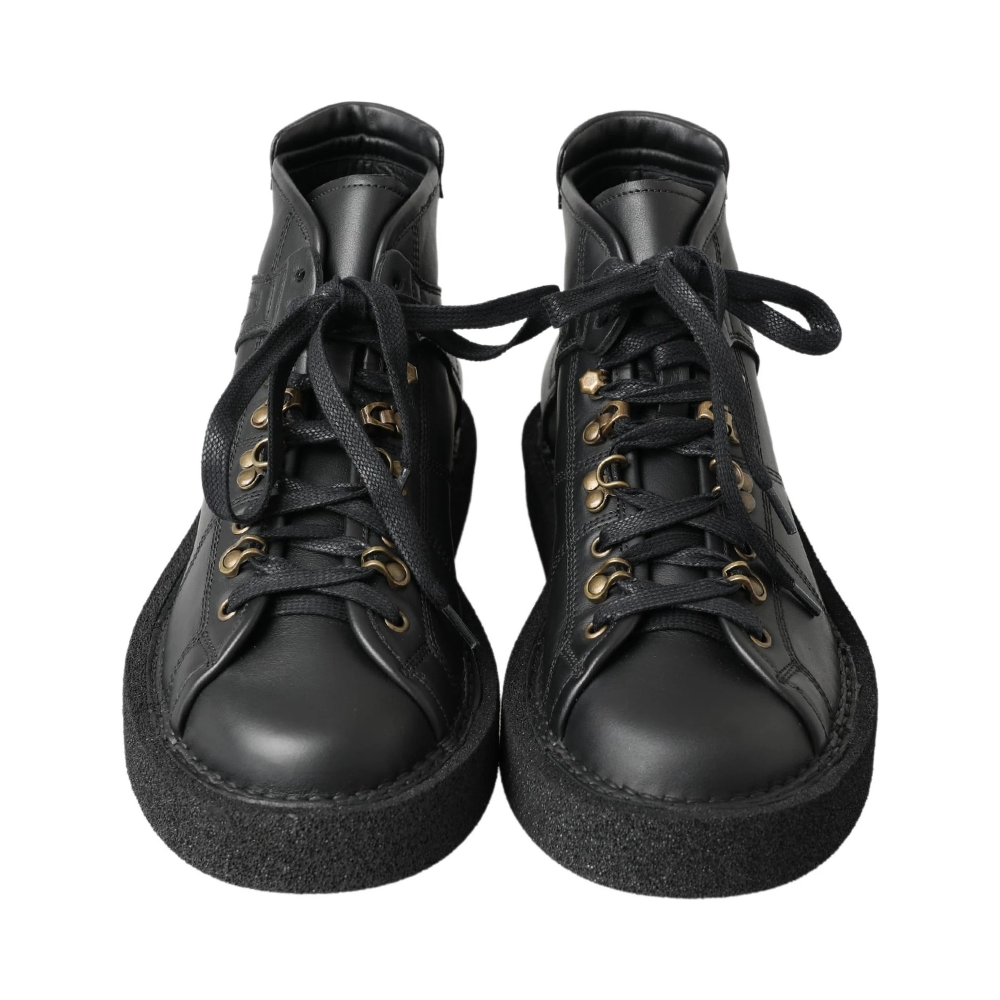 Black Leather Slip on Stretch Boots