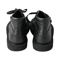 Black Leather Slip on Stretch Boots