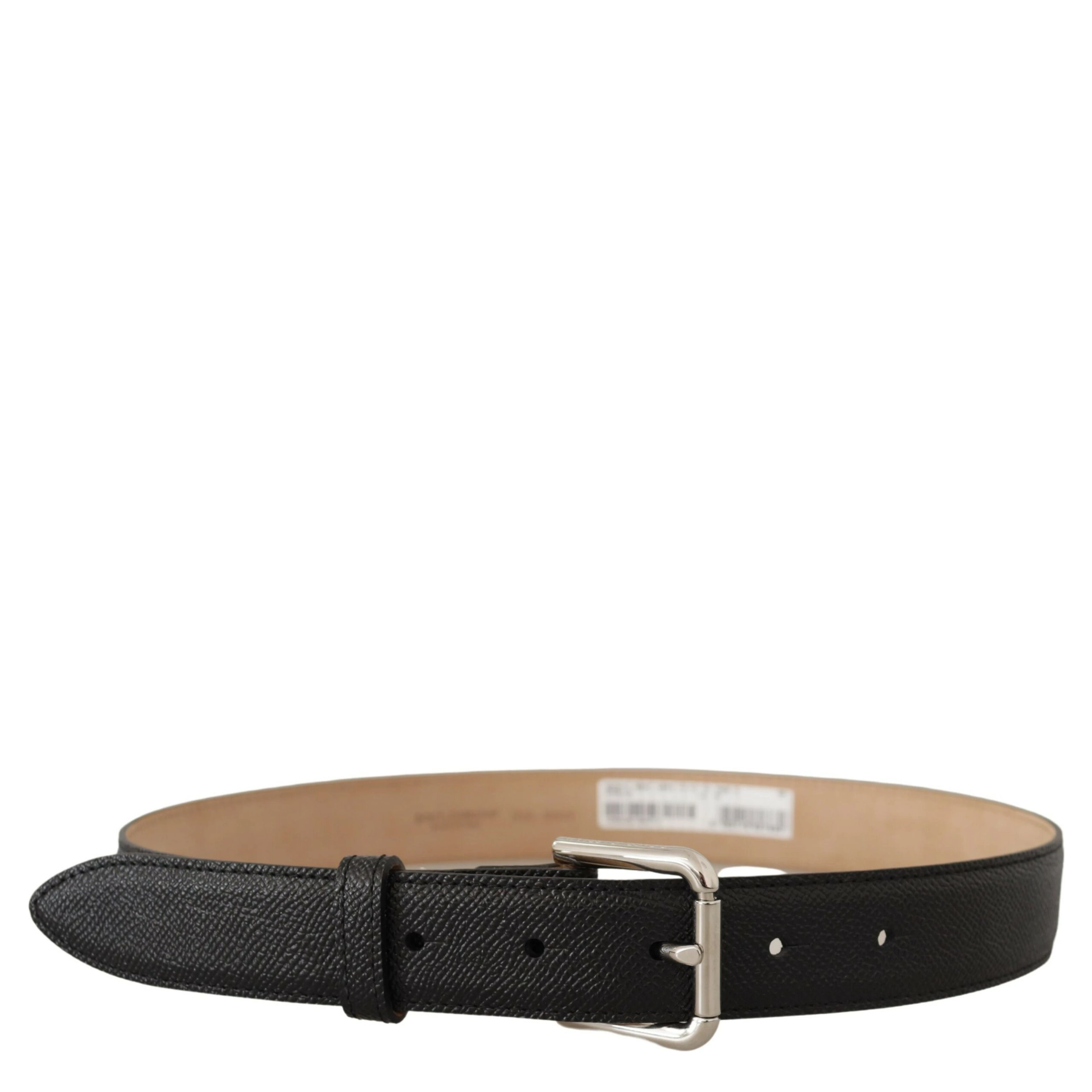 Black Calf Leather Brown Backend Metal Buckle Belt