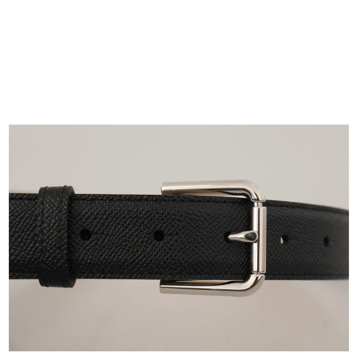 Black Calf Leather Brown Backend Metal Buckle Belt