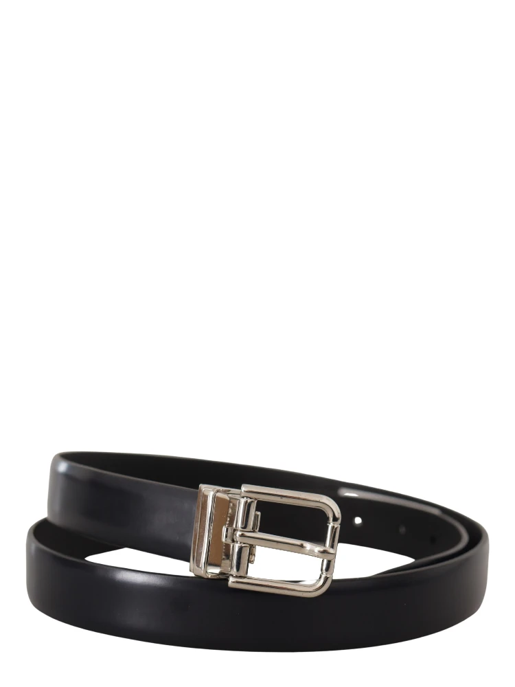 Black Calf Leather Classic Logo Metal Buckle Belt alternative