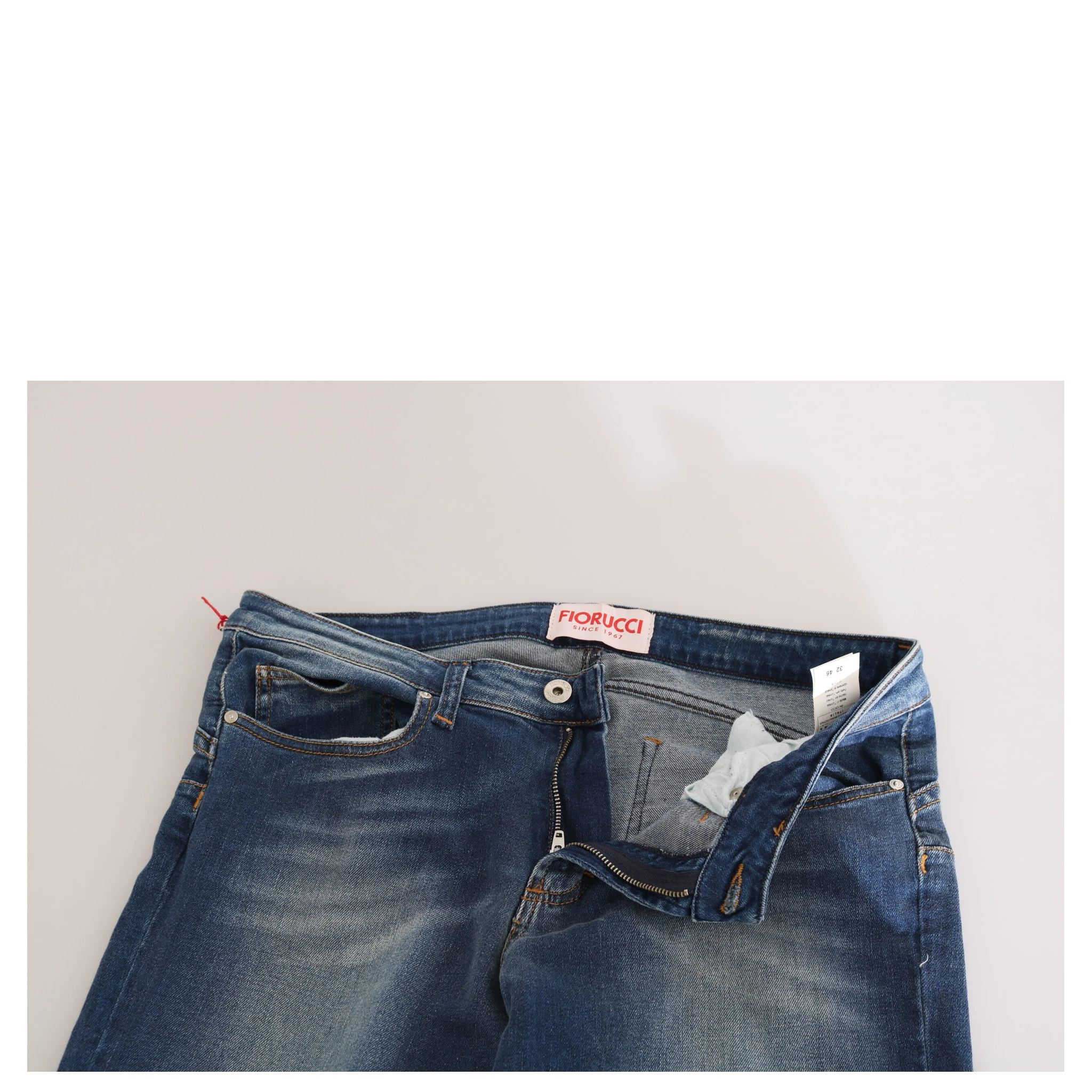 Blue Washed Mid Waist Slim Fit Denim Jeans