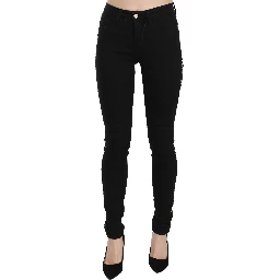 Black Embellished Mid Waist Skinny Denim Jeans