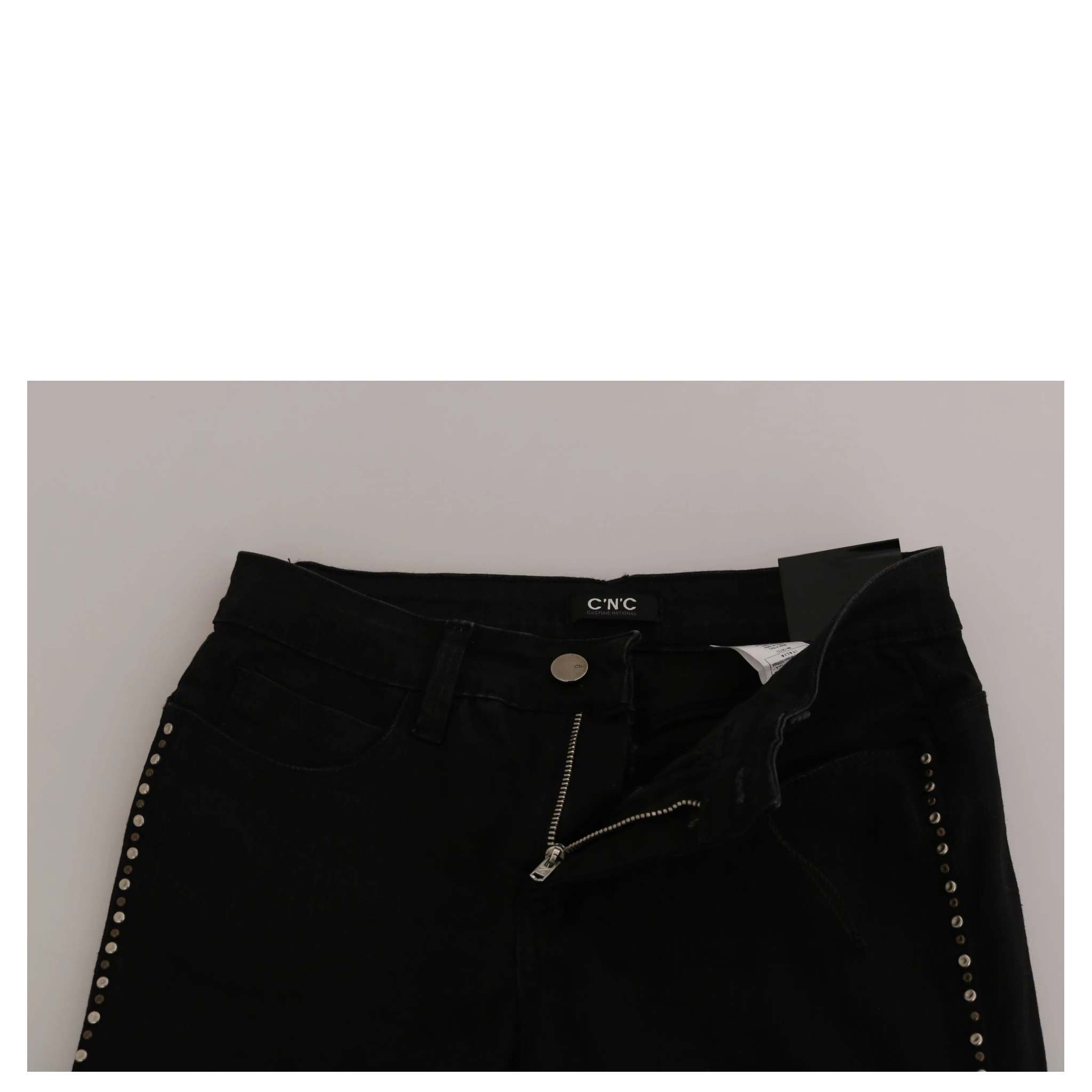 Black Embellished Mid Waist Skinny Denim Jeans