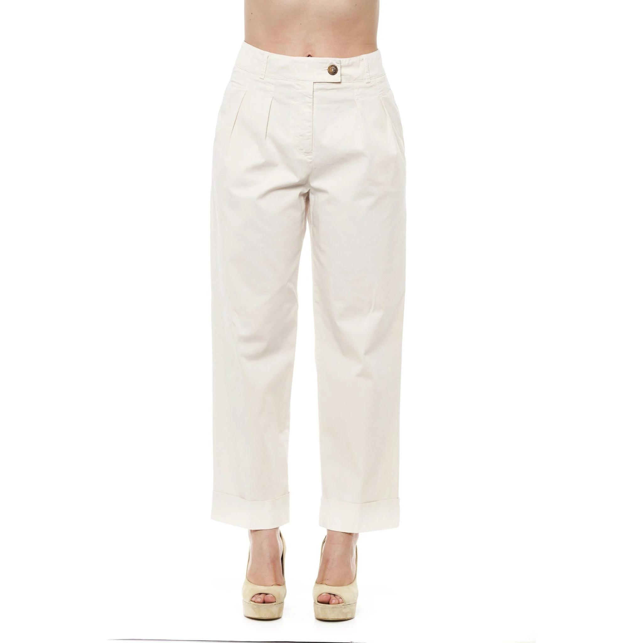 Beige Cotton Jeans & Pants
