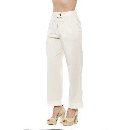 Beige Cotton Jeans & Pants