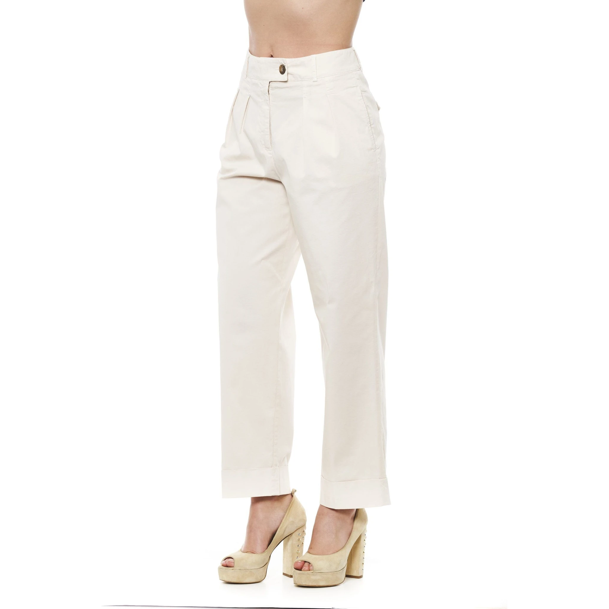 Beige Cotton Jeans & Pants