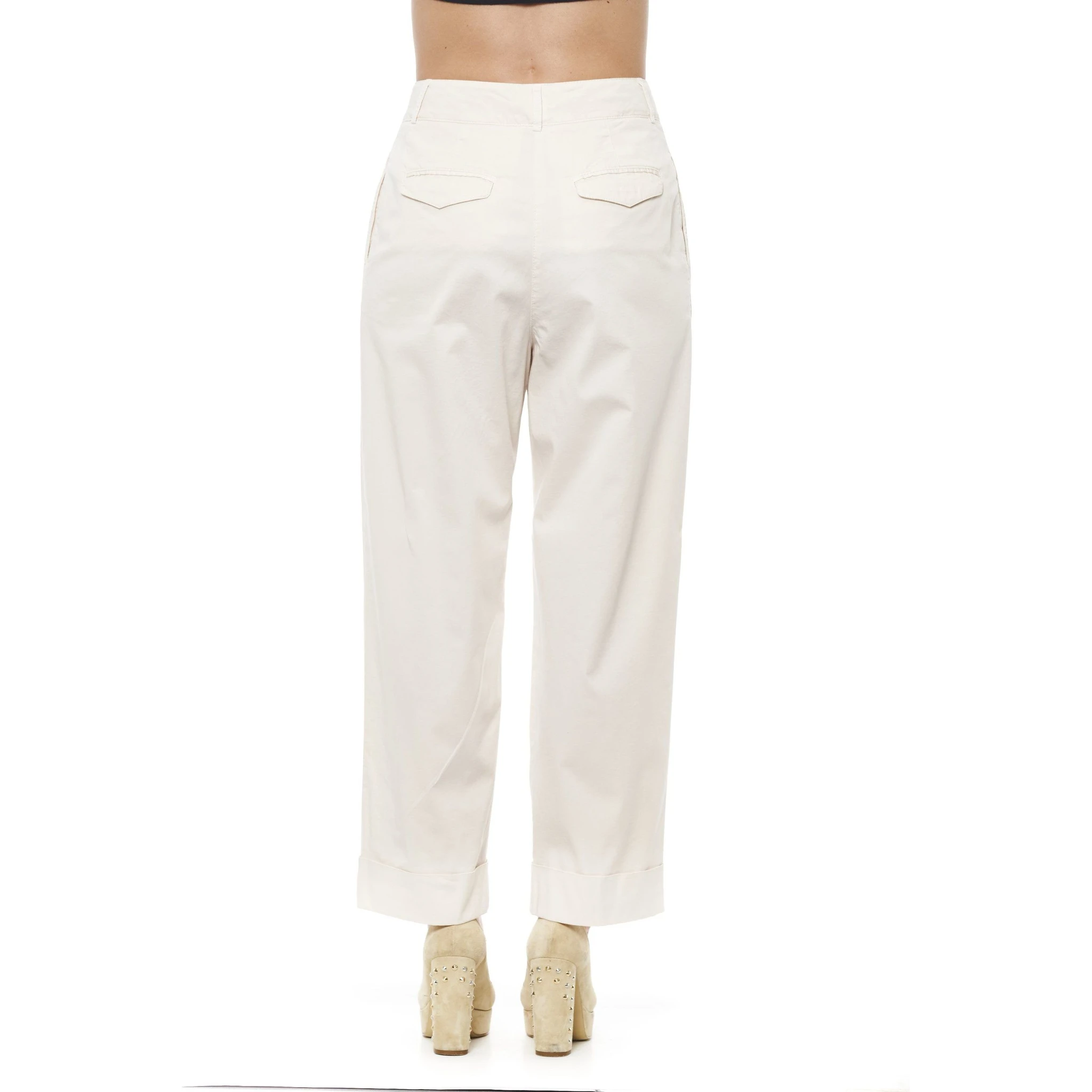 Beige Cotton Jeans & Pants