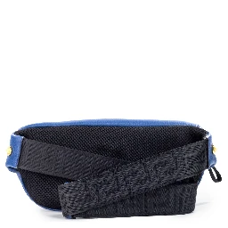 Small Navy Calf Leather Medusa Pendant Fanny Waist Pack Belt Bag