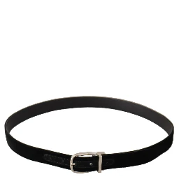 Black Casual Velvet Silver Tone Metal Buckle Belt