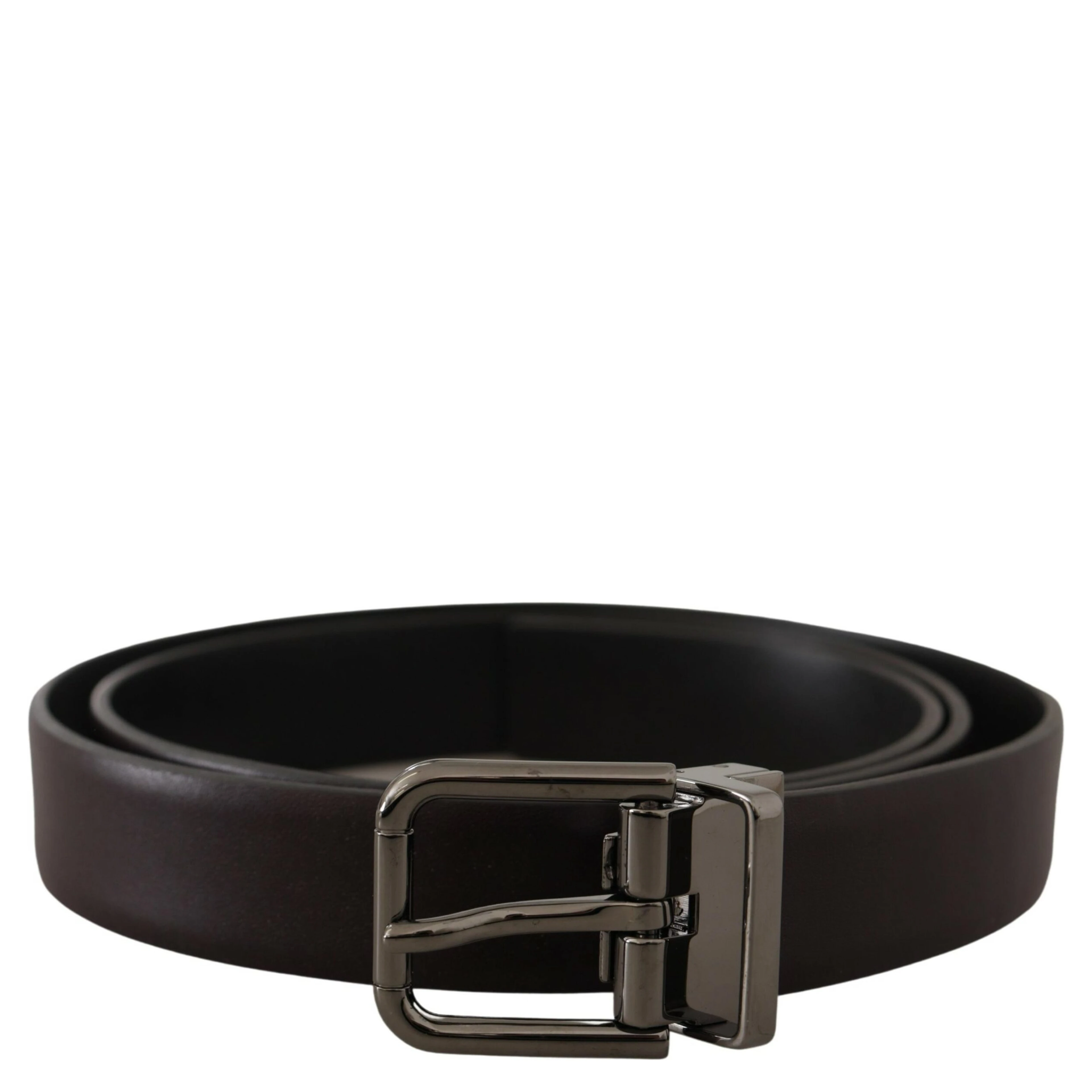Dark Purple Leather Box Borchia Metal Buckle Belt