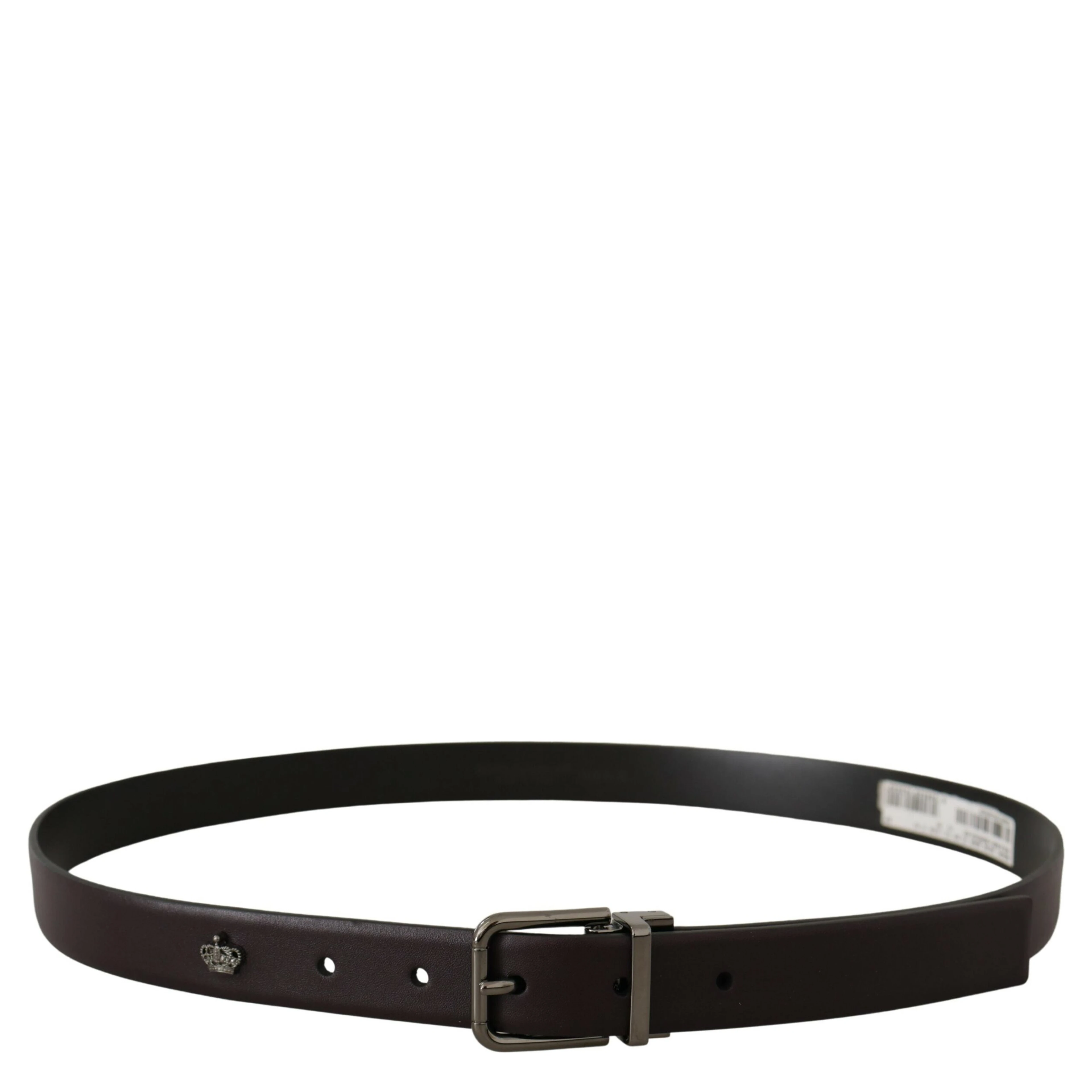 Dark Purple Leather Box Borchia Metal Buckle Belt