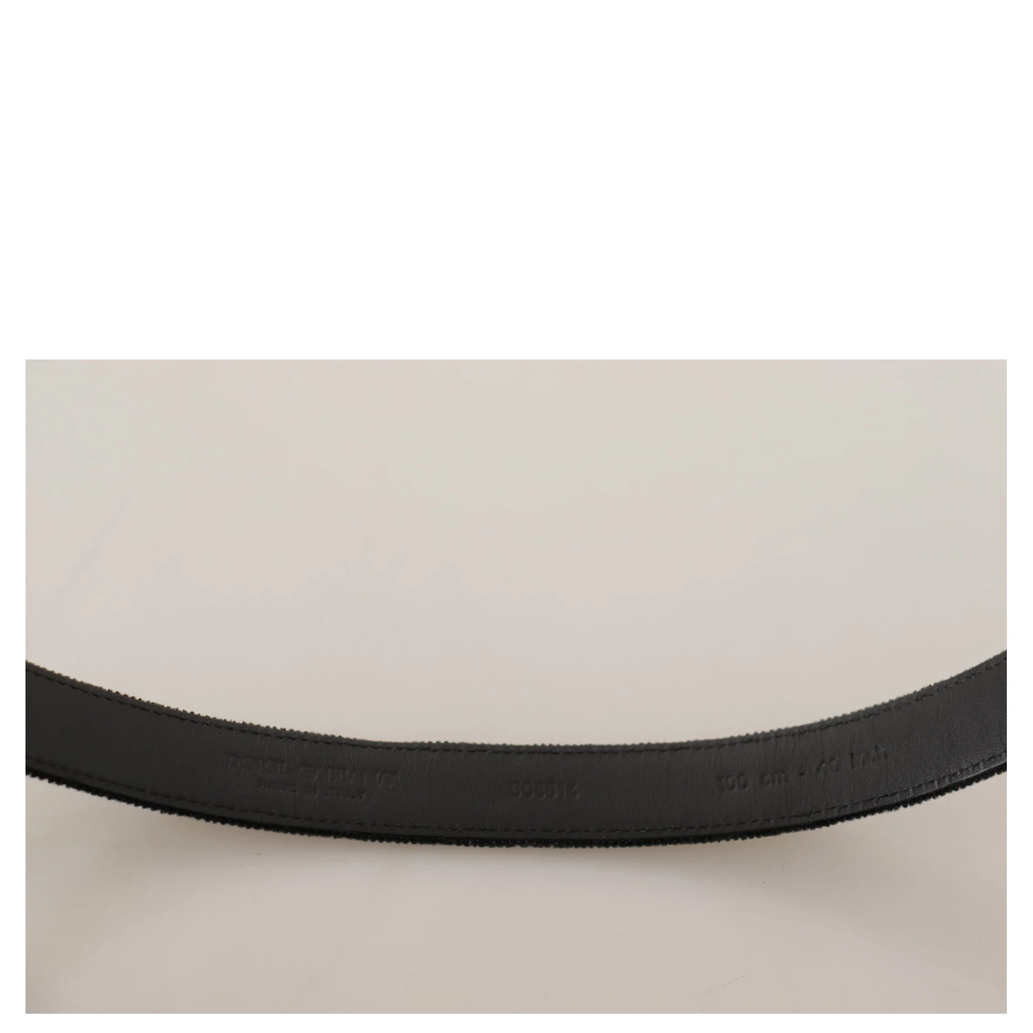 Black Casual Velvet Silver Metal Logo Buckle Belt