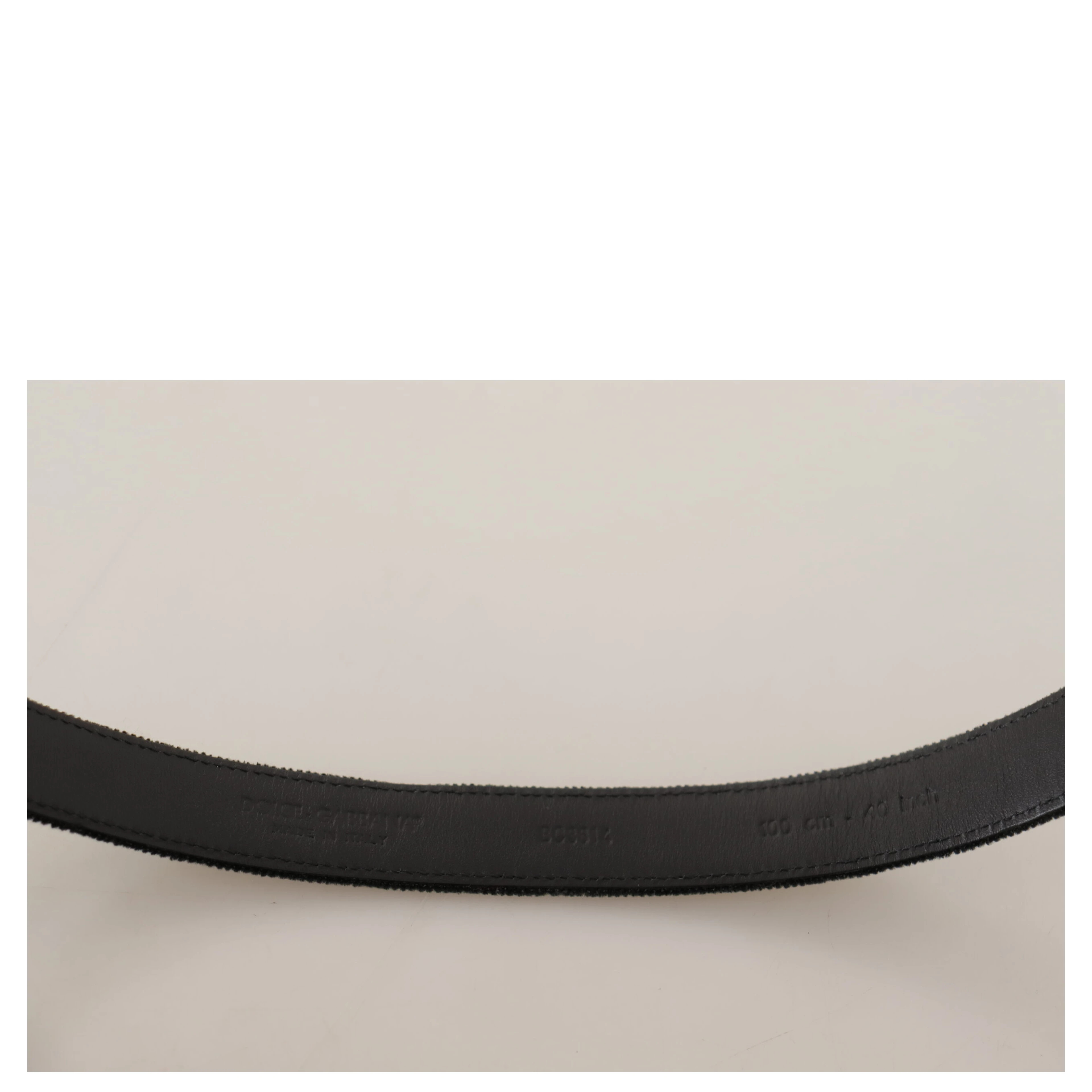 Black Casual Velvet Silver Metal Logo Buckle Belt