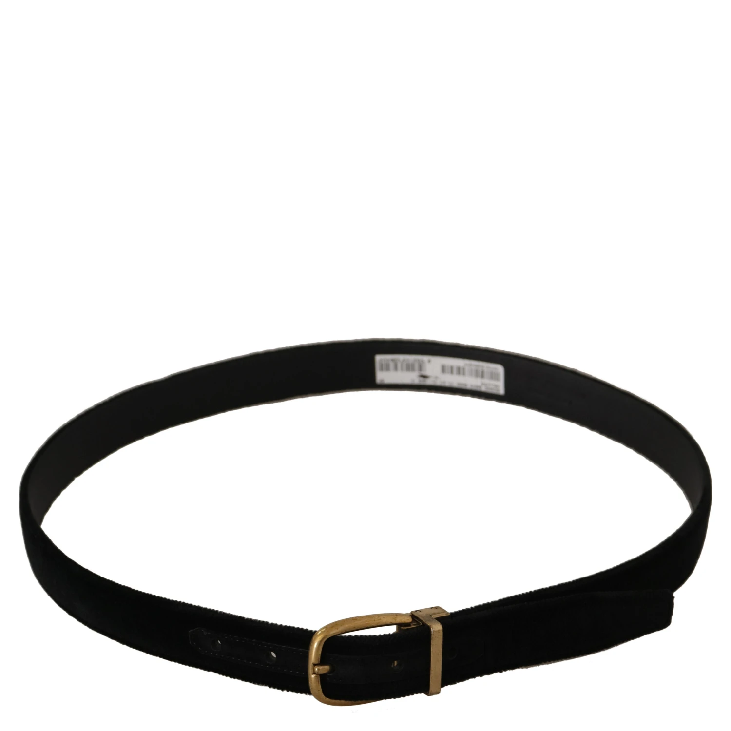 Black Velvet Leather Gold Tone Metal Buckle Belt