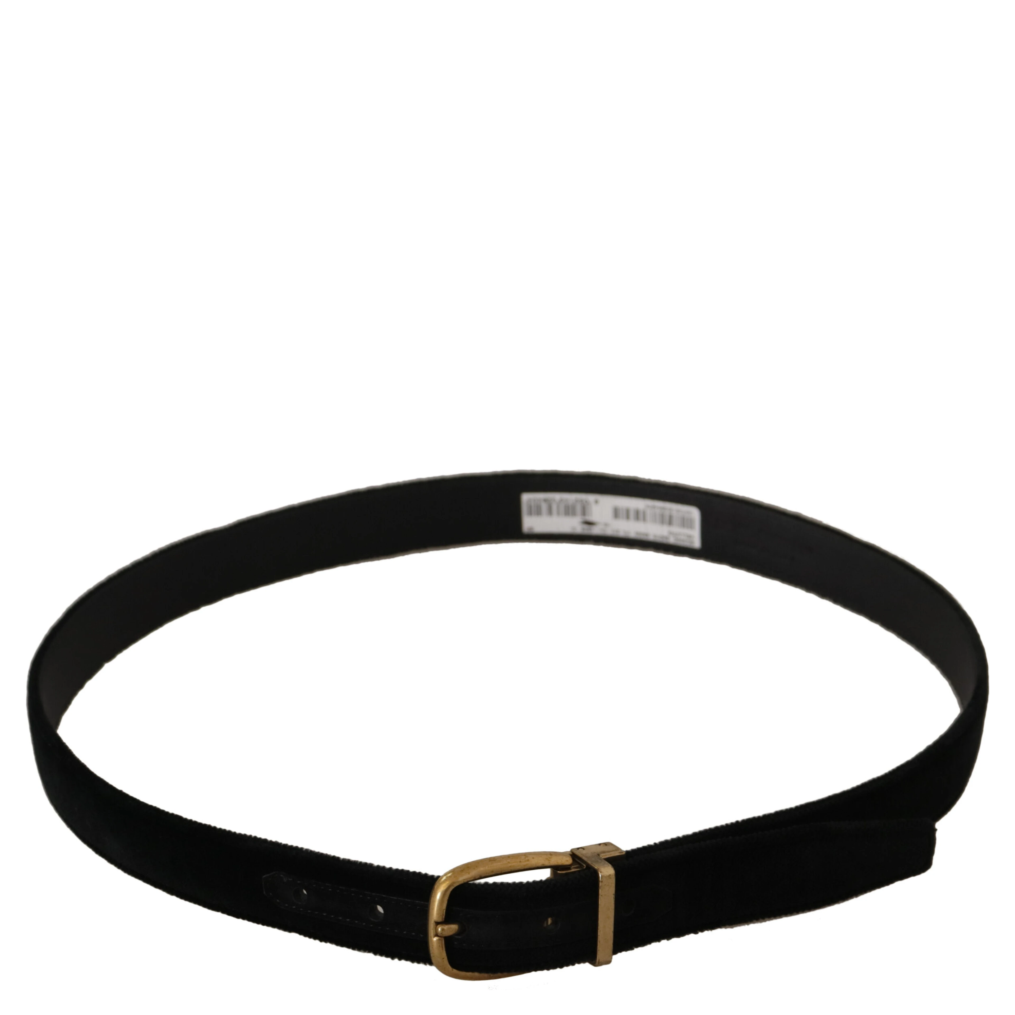 Black Velvet Leather Gold Tone Metal Buckle Belt