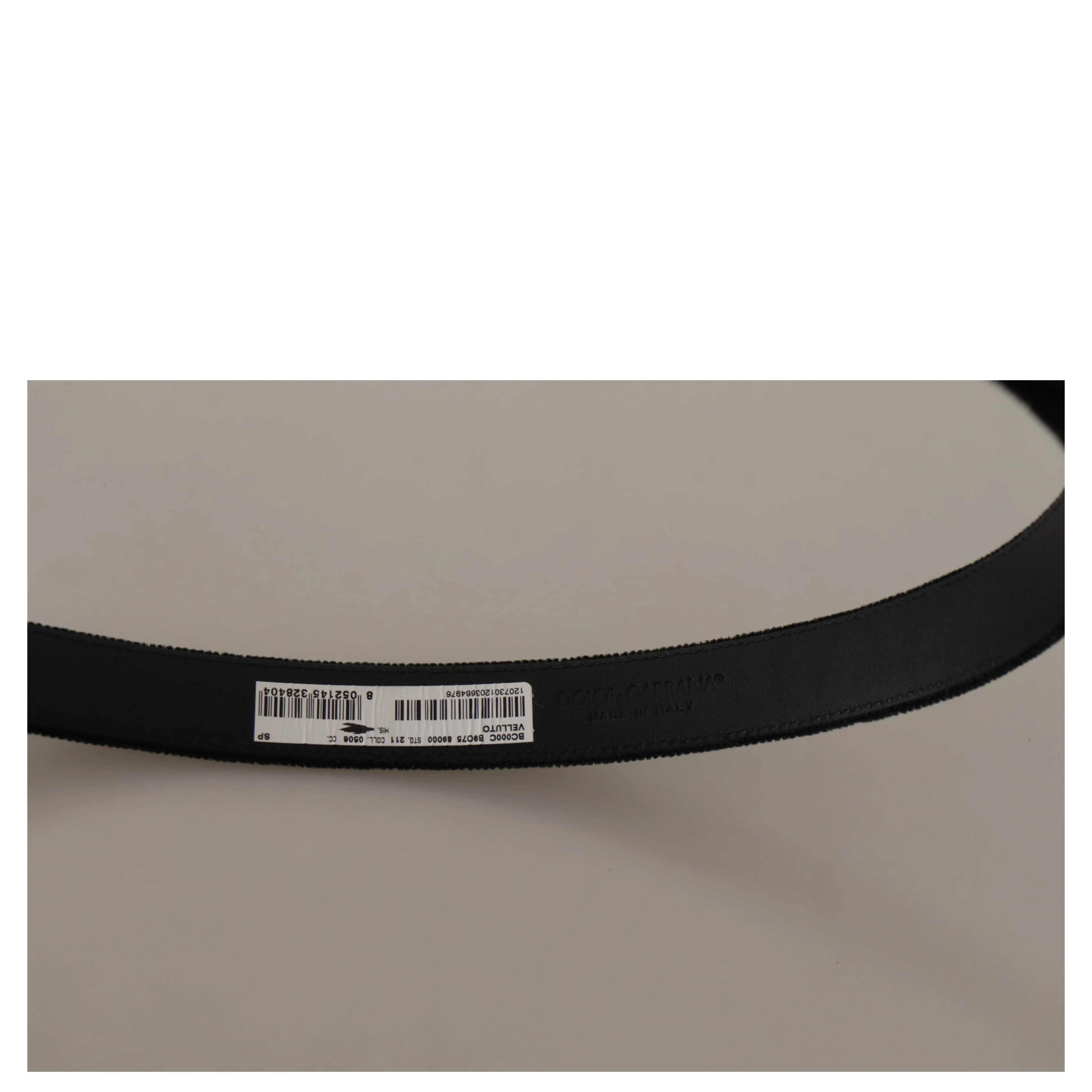 Black Velvet Leather Gold Tone Metal Buckle Belt