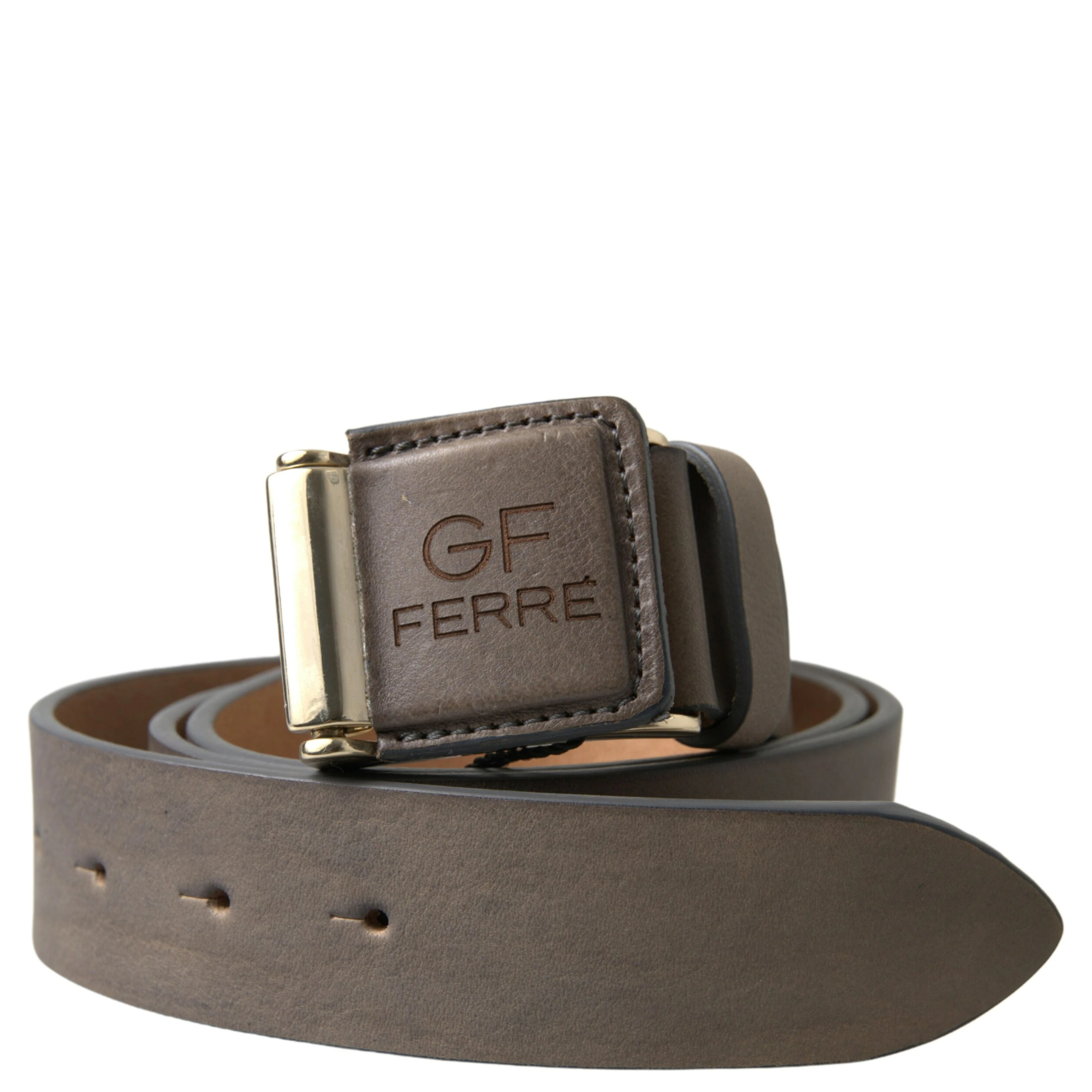 Brown Leather Fashion Logo Buckle Waist Belt