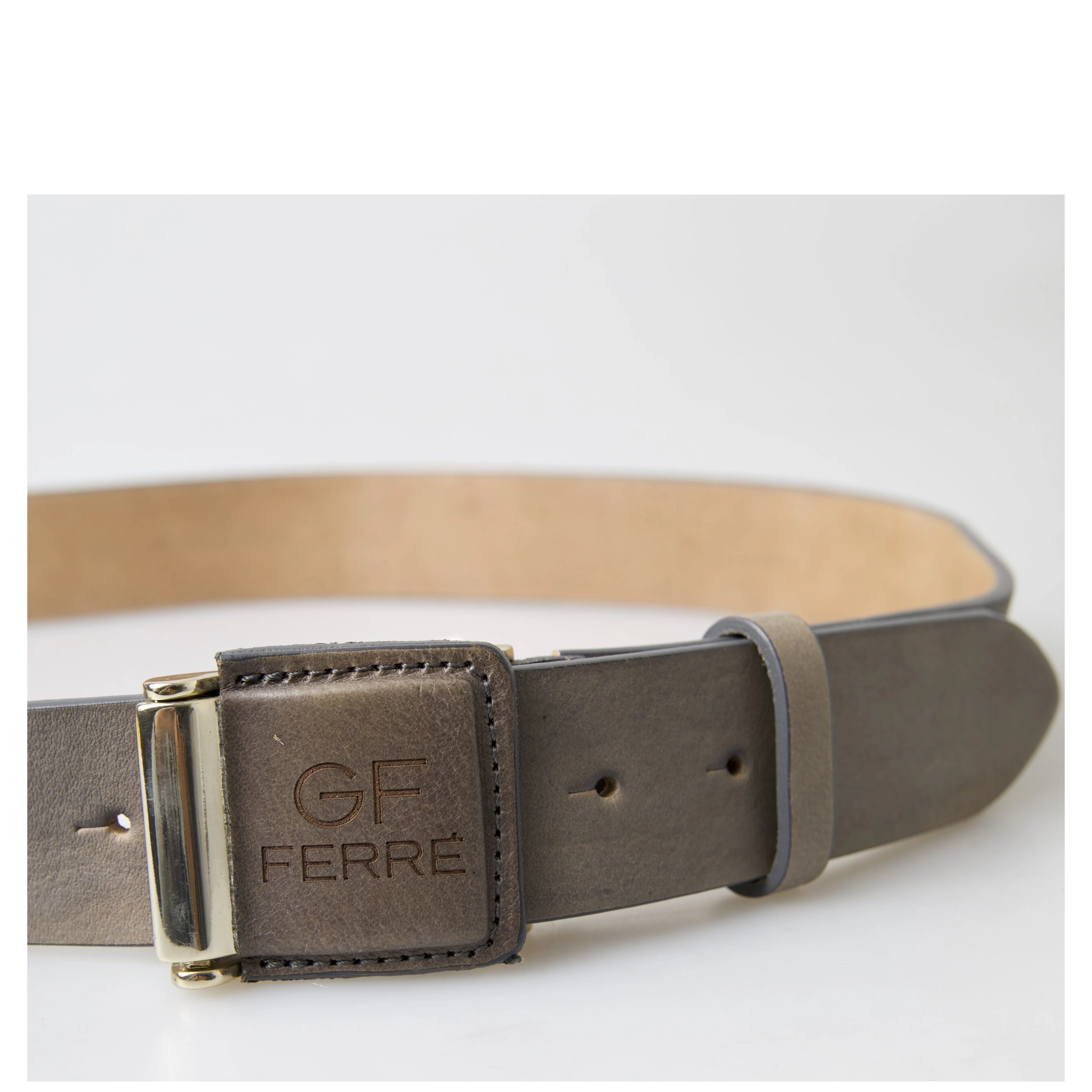 Brown Leather Fashion Logo Buckle Waist Belt