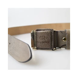 Brown Leather Fashion Logo Buckle Waist Belt